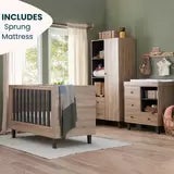 Tutti Bambini Como 4 Piece Nursery Set with Sprung Mattress, Distressed Oak