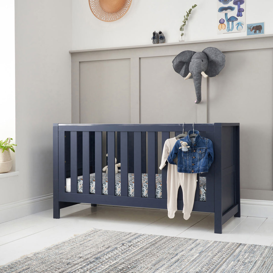 Tutti Bambini Tivoli 4 Piece Nursery Set with Sprung Mattress, Navy