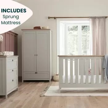 Tutti Bambini Verona 4 Piece Nursery Furniture Set, Grey &amp; Oak
