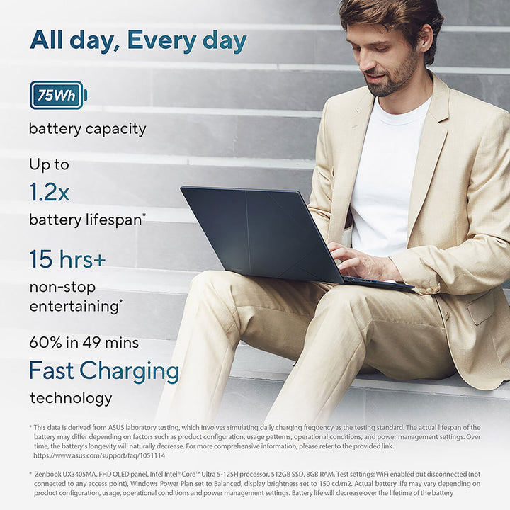 ASUS Zenbook, Intel Core Ultra 9, 32GB RAM, 1TB SSD, 14 Inch OLED Laptop, UX3405CA-QL104W