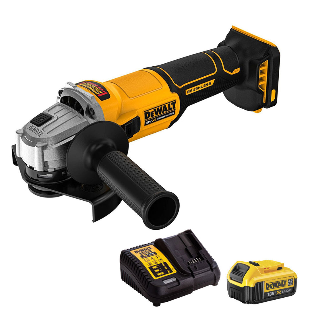 Dewalt DCG407N 18V XR Brushless 125mm Angle Grinder with 1 x 4.0Ah Battery & Charger