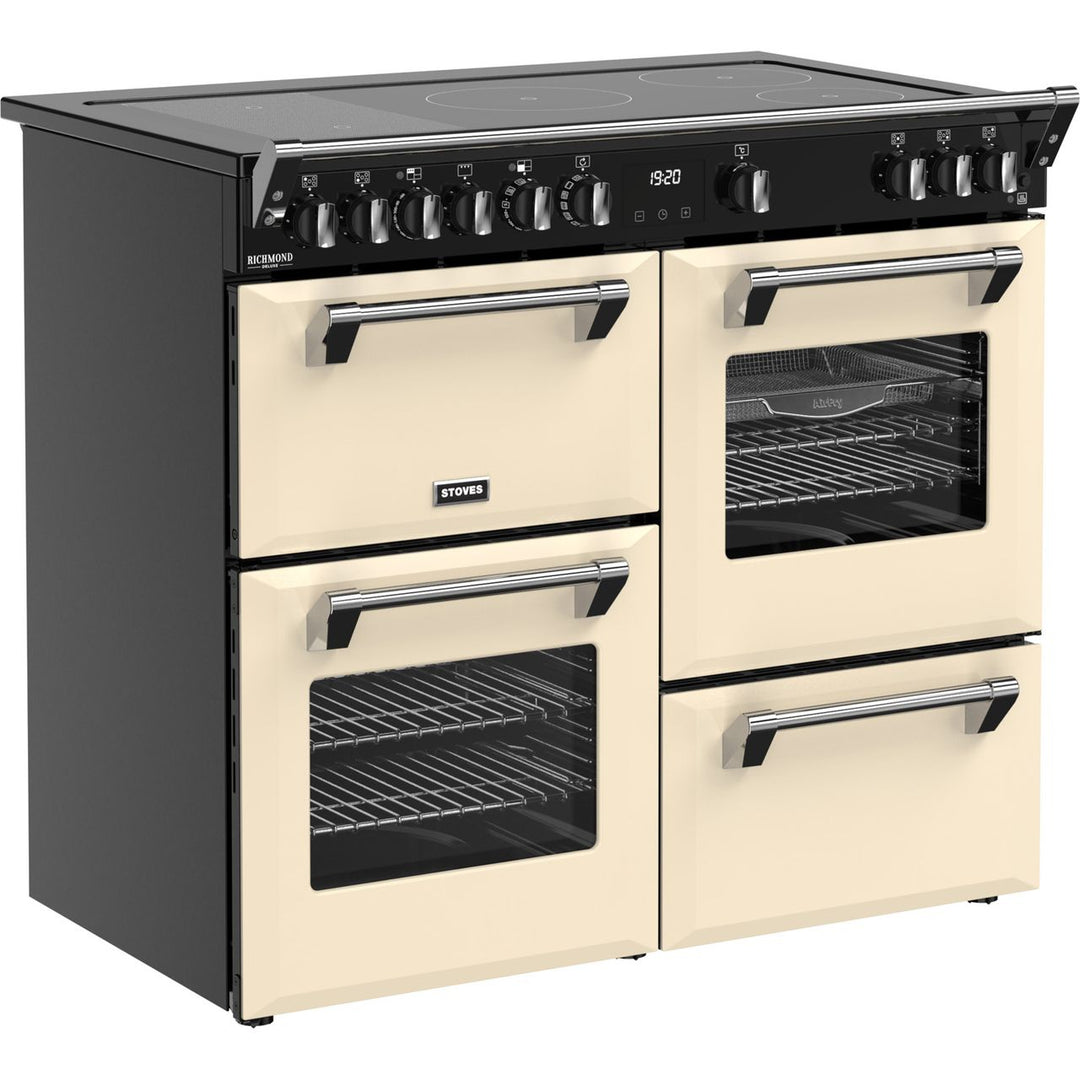 Stoves Richmond Deluxe 100Ei RTY 100cm wide Electric Range Cooker with Induction Hob - Cream - A/A/A Rated