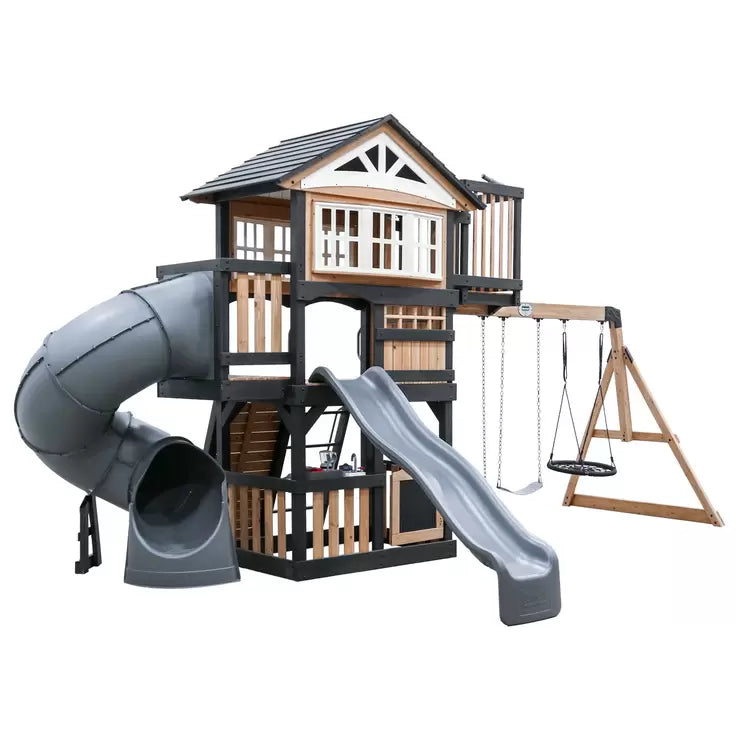 Backyard Discovery Magnolia Falls Wooden Climbing Frame and Swing Set (3-10 Years)