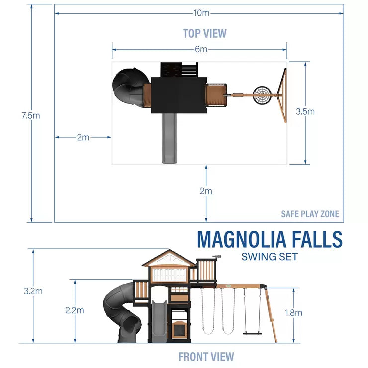 Backyard Discovery Magnolia Falls Wooden Climbing Frame and Swing Set (3-10 Years)