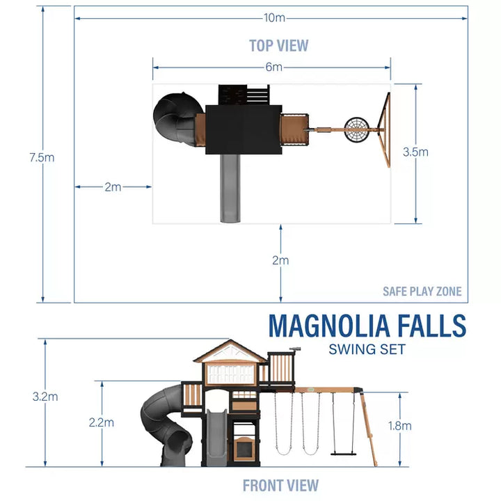 Backyard Discovery Magnolia Falls Wooden Climbing Frame and Swing Set (3-10 Years)