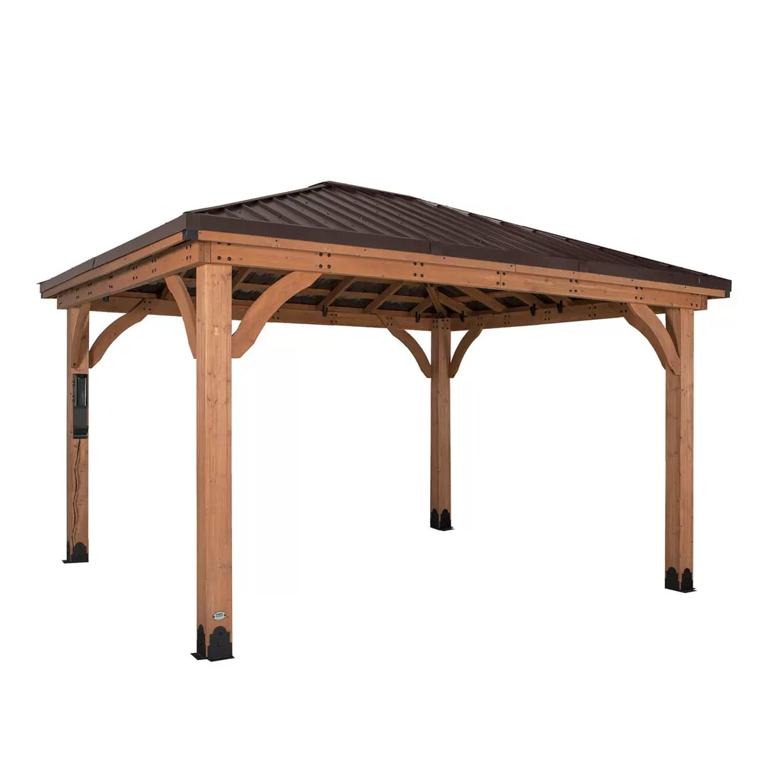 TieDex UK Back-yard Discover Barrington 14ft x 12ft (4.3 x 3.7m) Wooden Gazebo with Peaked Galvanised Steel Roof