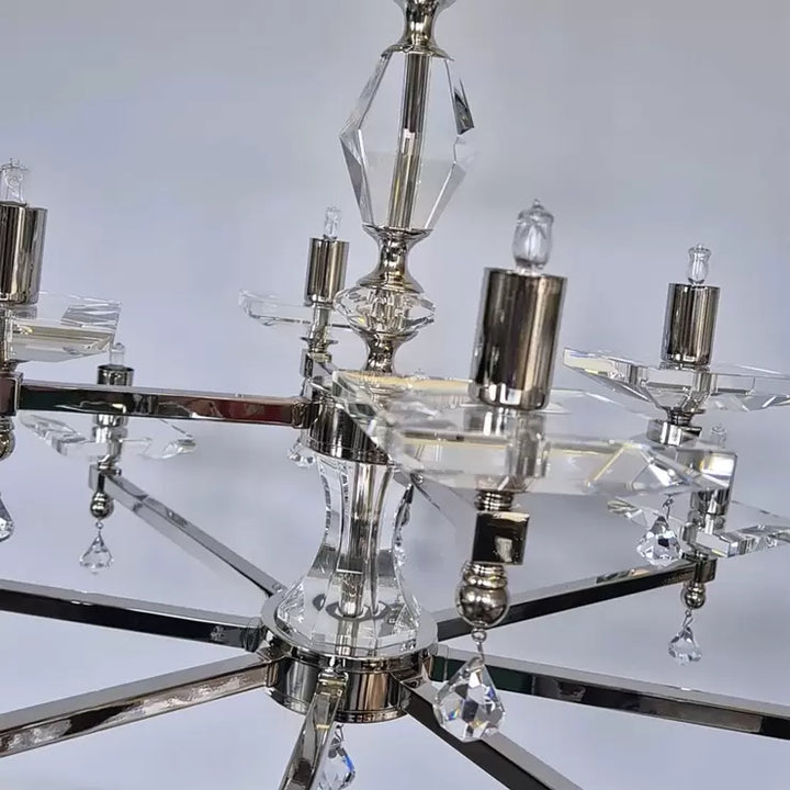 Boston 12 Light Crystal &amp; Nickel Chandelier 70cm