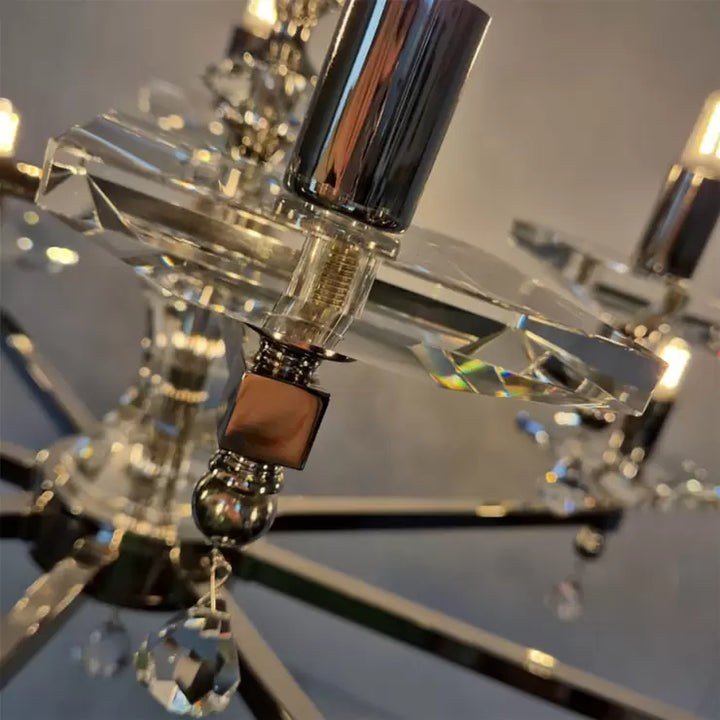Boston 12 Light Crystal &amp; Nickel Chandelier 70cm