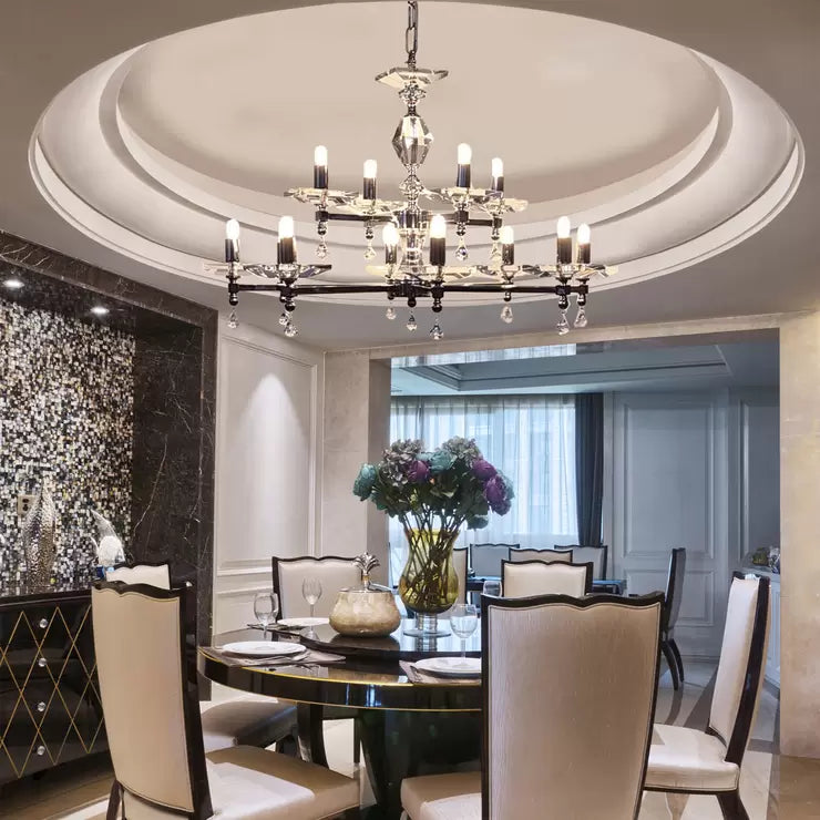 Boston 12 Light Crystal &amp; Nickel Chandelier 70cm