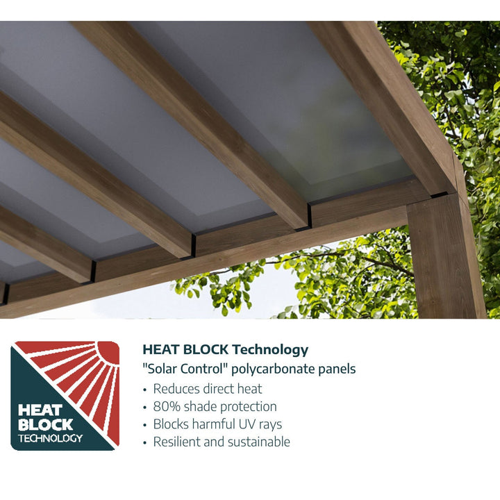 Palram Canopia Helsinki 9ft 10" x 11ft 2" (3m x 3.4m) Cedar Wood Patio Cover