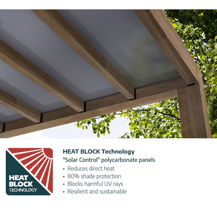 Palram Canopia Helsinki 9ft 10" x 17ft 7" (3m x 5.35m) Cedar Wood Patio Cover