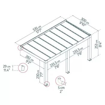 Palram Canopia Helsinki 9ft 10" x 17ft 7" (3m x 5.35m) Cedar Wood Patio Cover