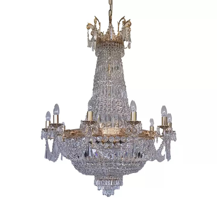 Denver Grand Gold &amp; Crystal Empire Chandelier 85cm