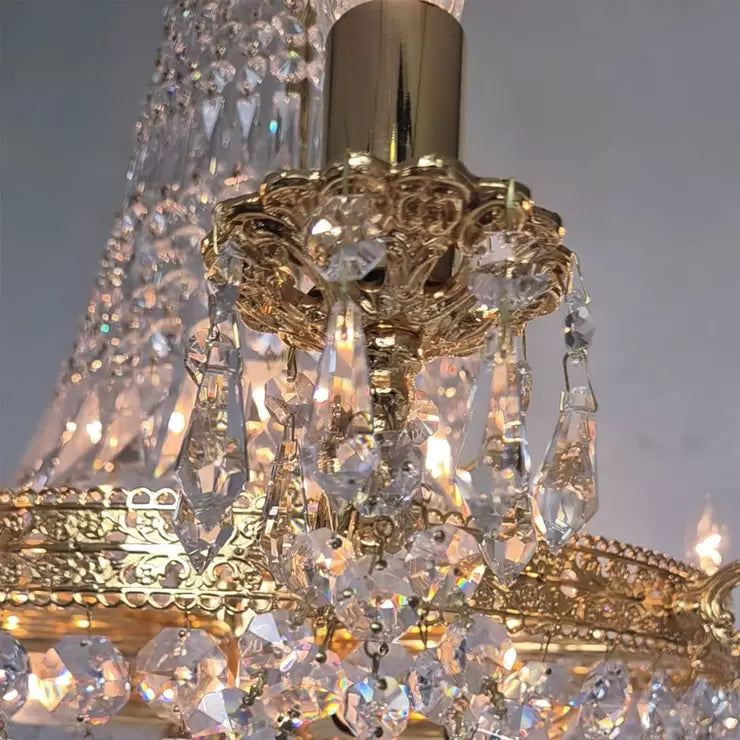 Denver Grand Gold &amp; Crystal Empire Chandelier 85cm