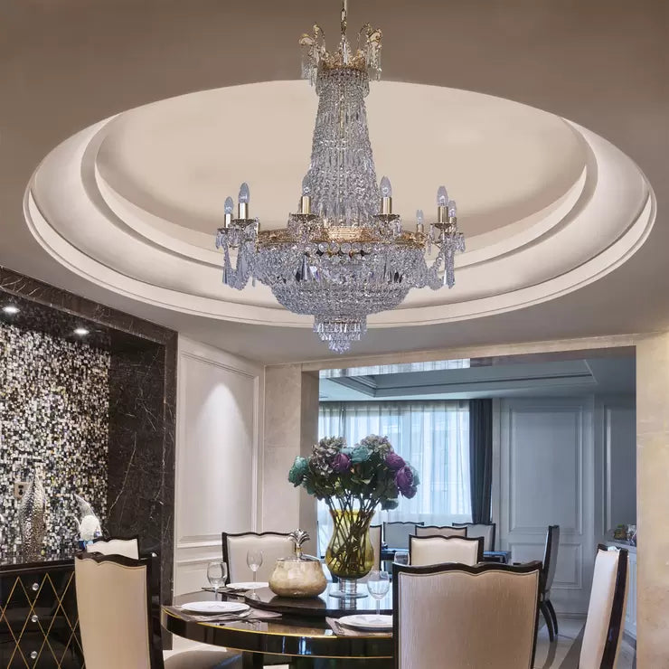 Denver Grand Gold &amp; Crystal Empire Chandelier 85cm