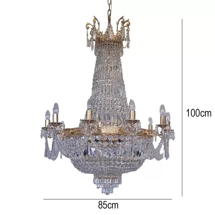 Denver Grand Gold &amp; Crystal Empire Chandelier 85cm