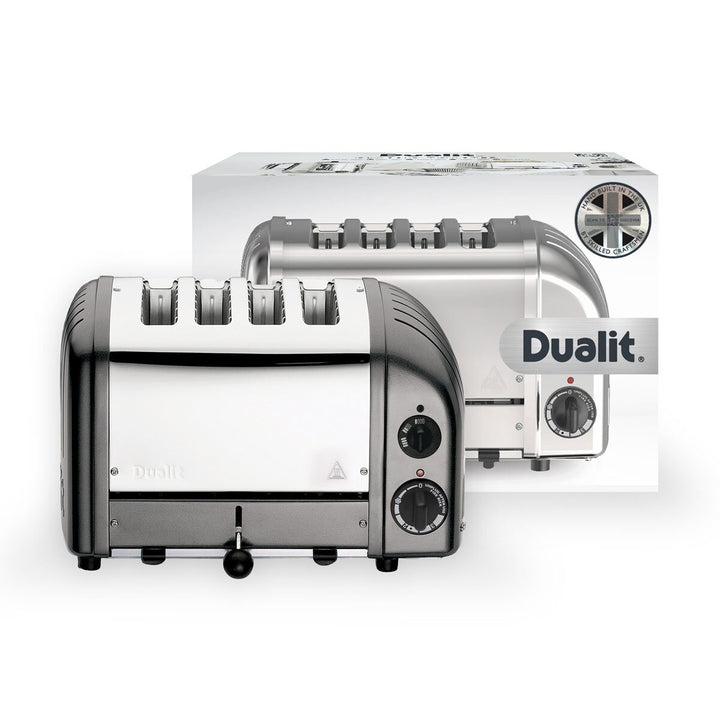 Dualit 4 Slot Classic Toaster With Sandwich Cage, Metallic Charcoal 40593
