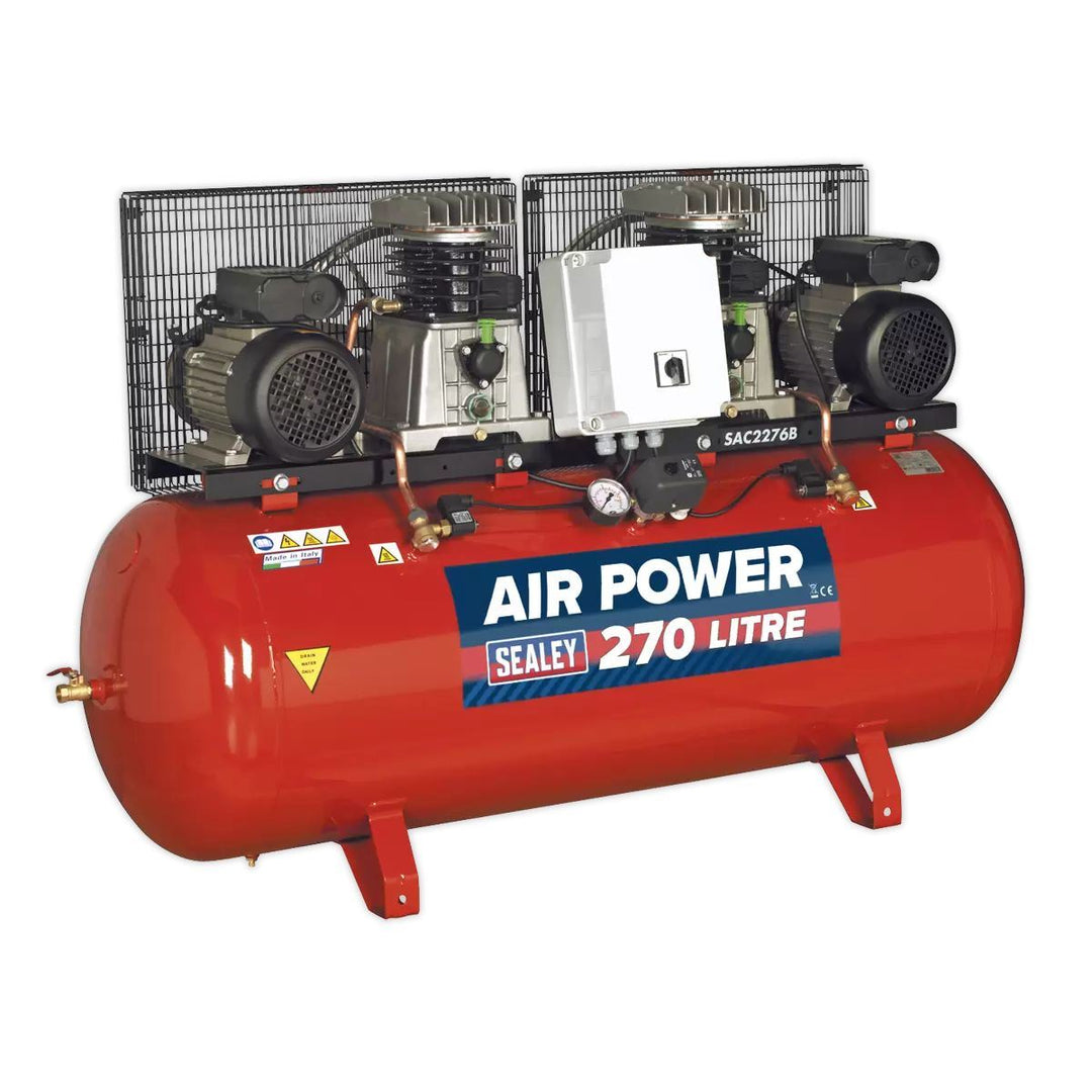 Sealey SAC2276B 270L Belt Drive Air Compressor with Cast Cylinders 230V/32A