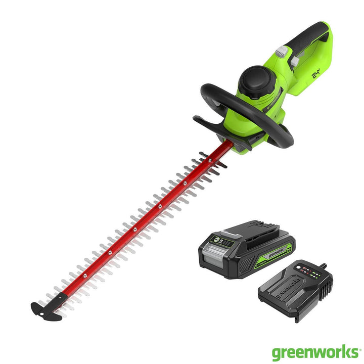 Greenworks 24V 61cm Cordless Brushless Hedge Trimmer + 24V (2Ah) Battery &amp; Charger