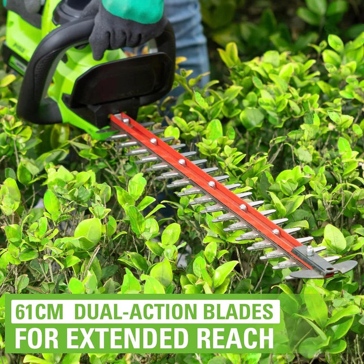Greenworks 24V 61cm Cordless Brushless Hedge Trimmer + 24V (2Ah) Battery &amp; Charger