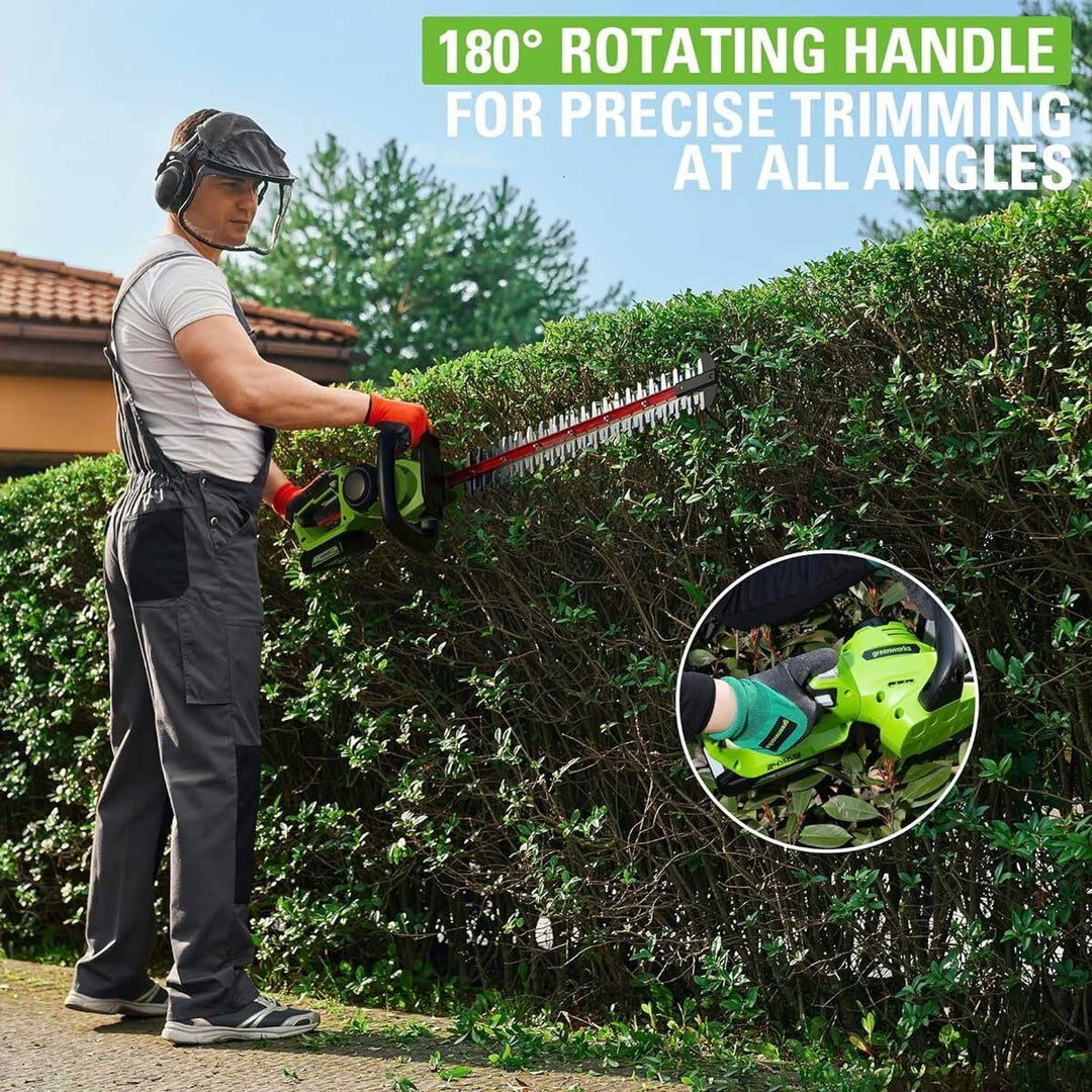 Greenworks 24V 61cm Cordless Brushless Hedge Trimmer + 24V (2Ah) Battery &amp; Charger