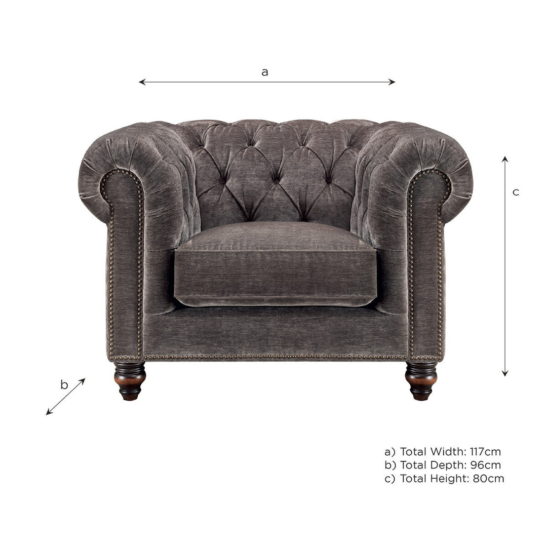 Allington Grey Fabric Chesterfield Armchair