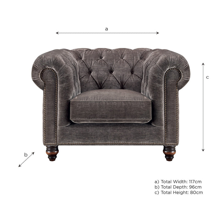 Allington Grey Fabric Chesterfield Armchair