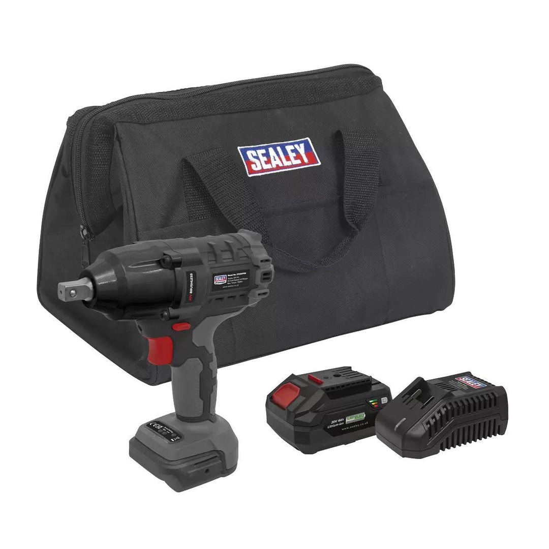 Sealey CP20VPIWKIT1 20V Brushless 1/2"Sq Drive Impact Wrench Kit with Battery & Charger