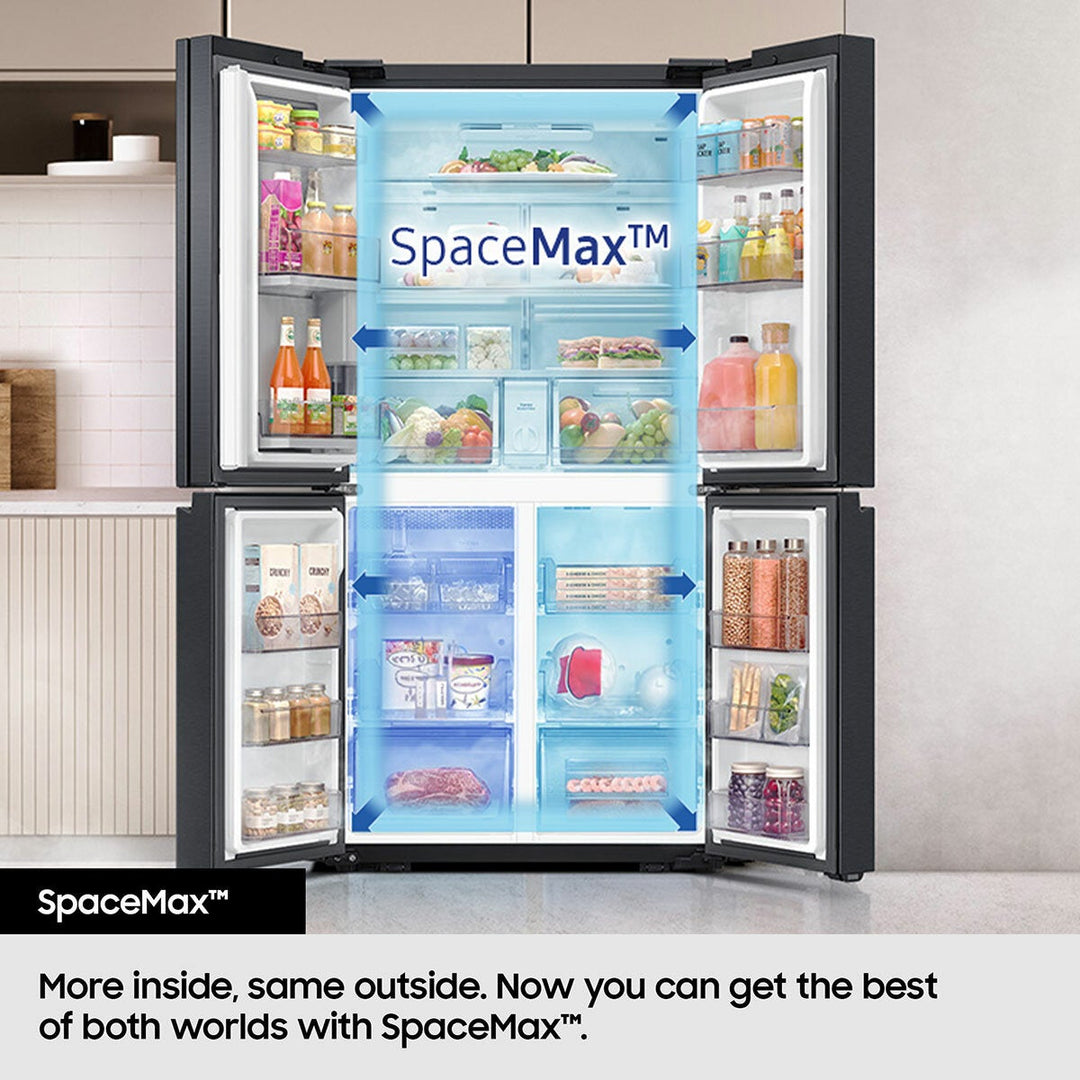 Samsung Bespoke SpaceMax RF65DB970E22EU 645L Smart Multi Door Fridge Freezer, Clean Black