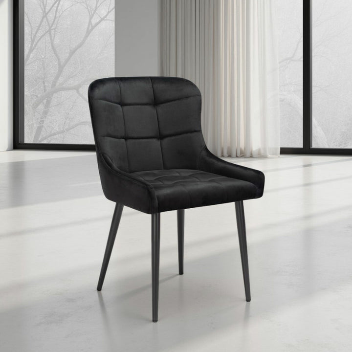 Indus Valley Kia Black Velvet Dining Chair, 2 Pack