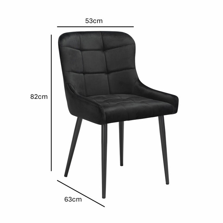 Indus Valley Kia Black Velvet Dining Chair, 2 Pack