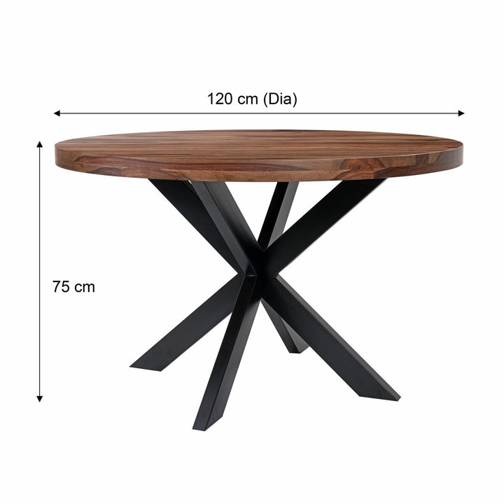 Indus Valley Henley Round Wooden Dining Table + 4 Grey Chairs