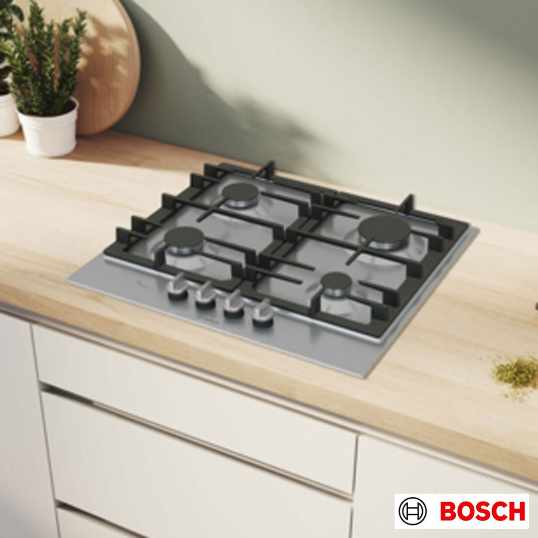 Bosch Series 6, PCP6A5I90, Enamel Gas Hob in Stainless Steel