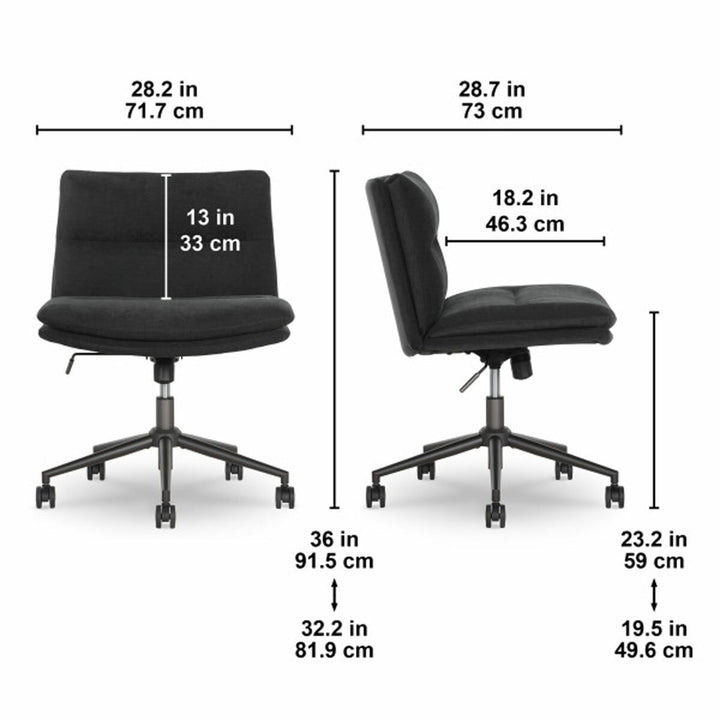 Elle Decor Gracie Criss-Cross Wide Office Chair, Black