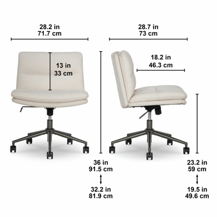 Elle Decor Gracie Criss-Cross Wide Office Chair, Cream