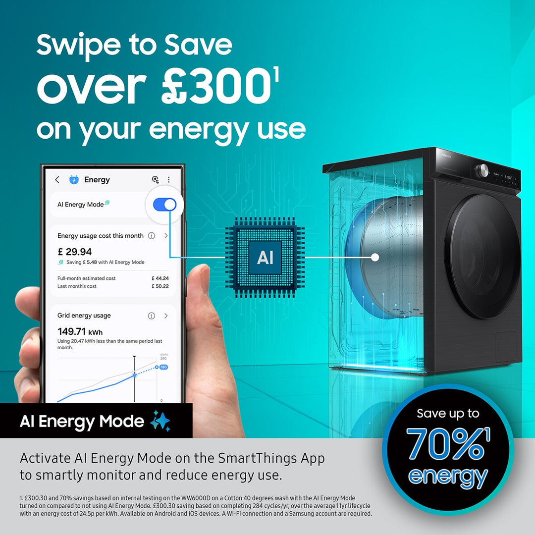 Samsung Series 9 WF90F09C4SU1 9kg Smart Washing Machine, A Rated in Dark Silver