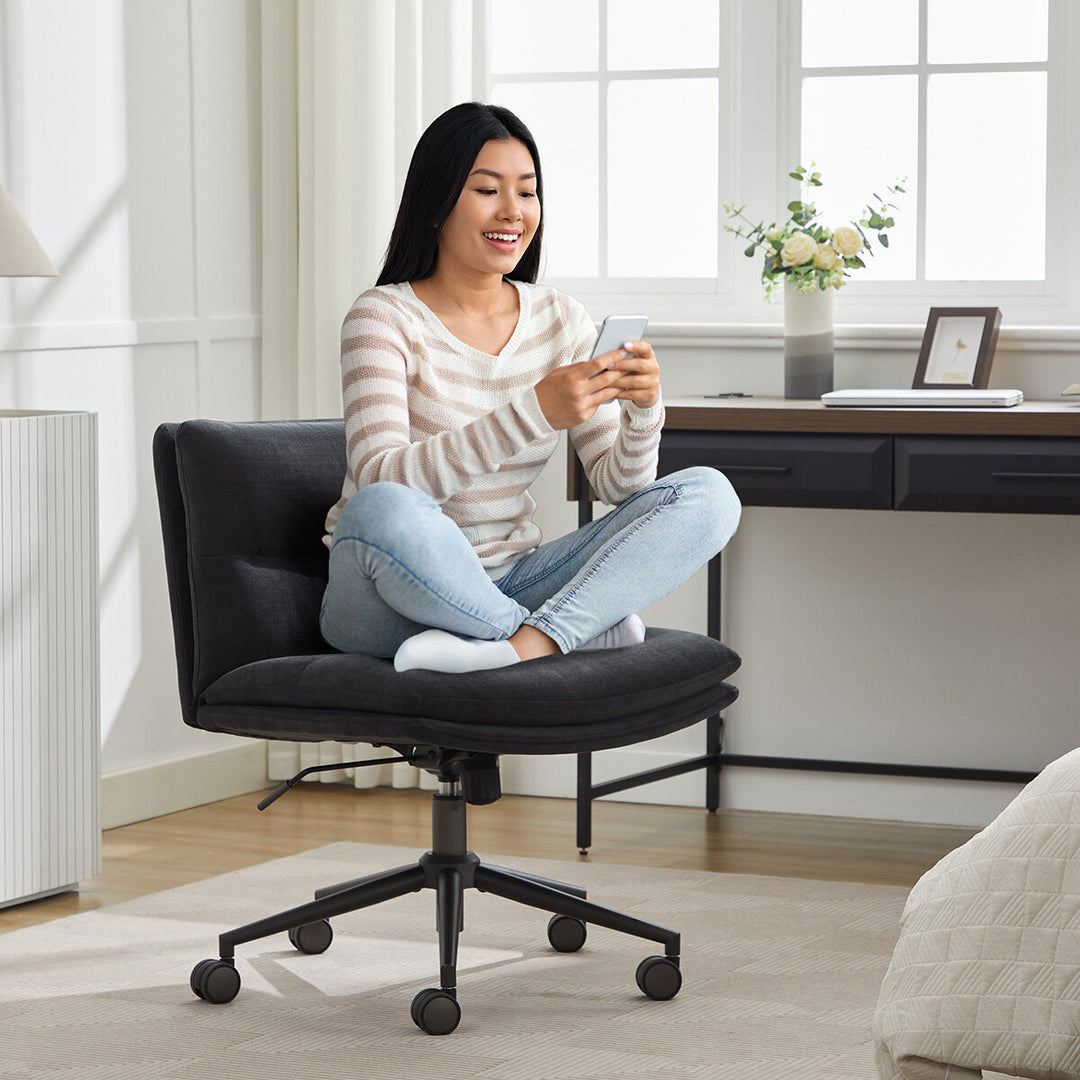 Elle Decor Gracie Criss-Cross Wide Office Chair, Black