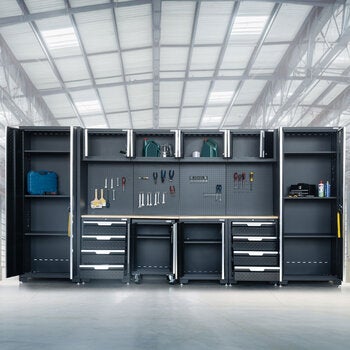 Hilka Garage Pro+ 24 Gauge Steel 11 Piece Cabinet Set