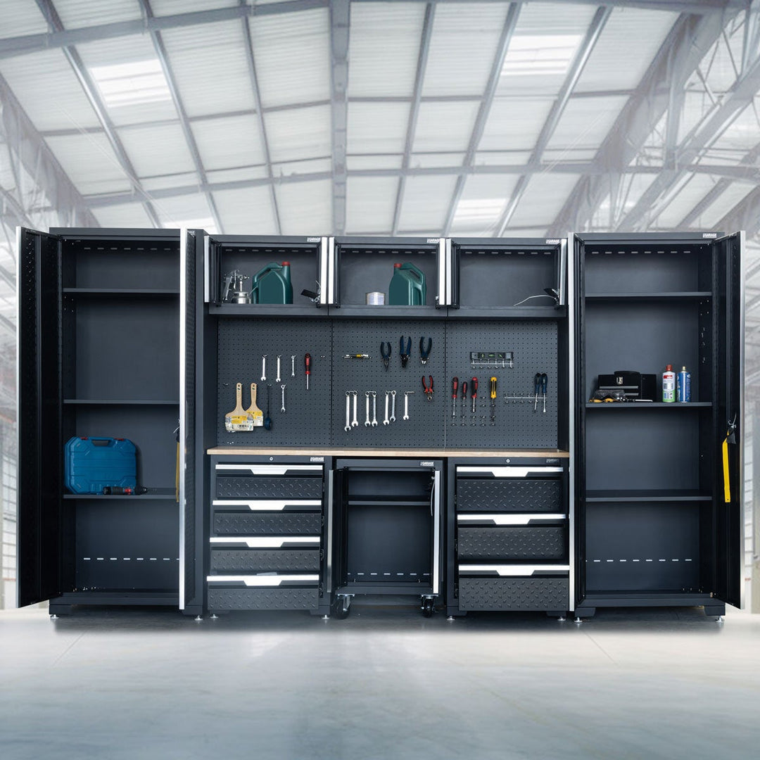 Hilka Garage Pro+ 24 Gauge Steel 9 Piece Cabinet Set