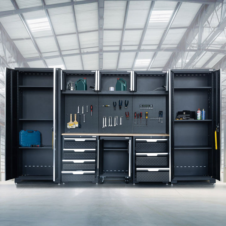 Hilka Garage Pro+ 24 Gauge Steel 9 Piece Cabinet Set