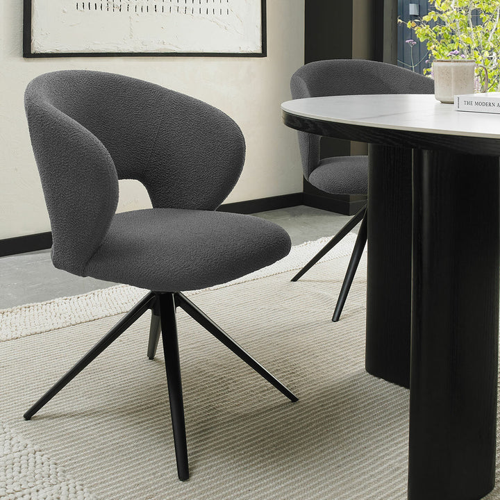 Bentley Designs Alisa Round Sintered Stone Dining Table + 4 Grey Chairs