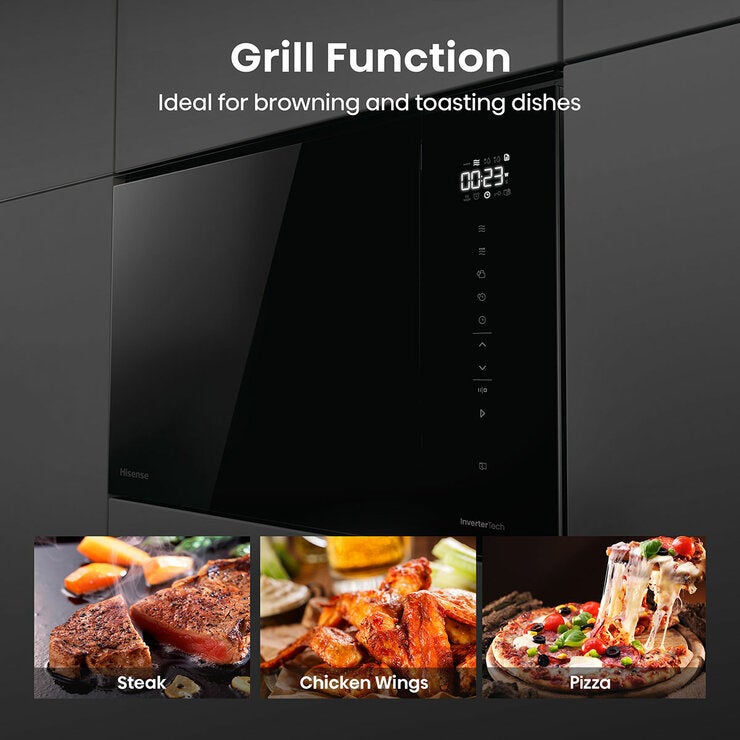 Hisense Hi6 BlackLine BIM325GI63DBGUK Built-In 25L Microwave with Grill, in Jet Black