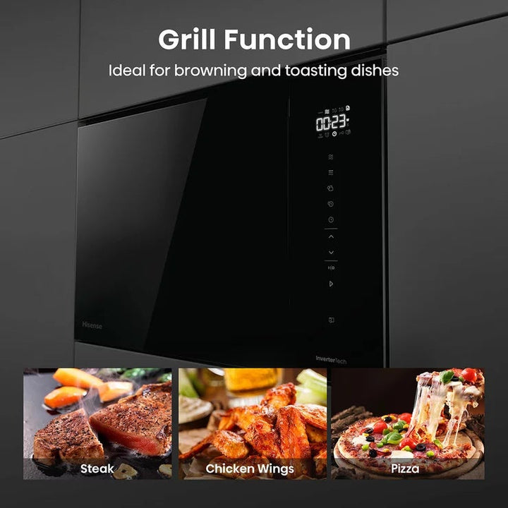 Hisense Hi6 BlackLine BIM325GI63DBGUK Built-In 25L Microwave with Grill, in Jet Black