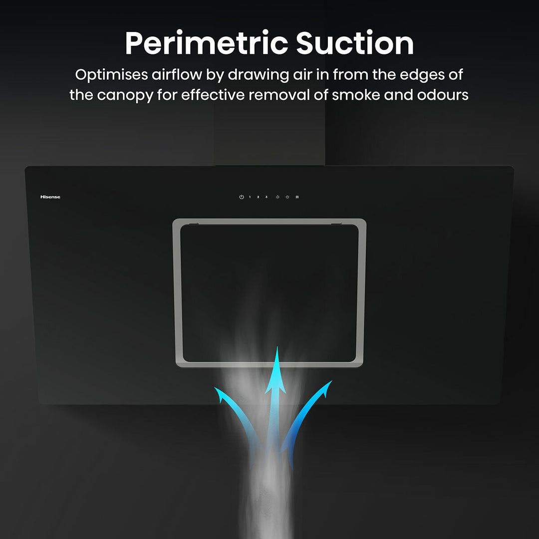 Hisense Hi6 CH10IN14BBUK 100cm Chimney Cooker Hood, A Rated in Black Glass