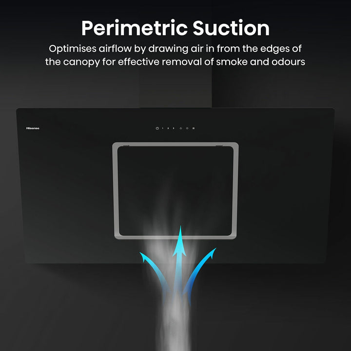 Hisense Hi6 CH10IN14BBUK 100cm Chimney Cooker Hood, A Rated in Black Glass