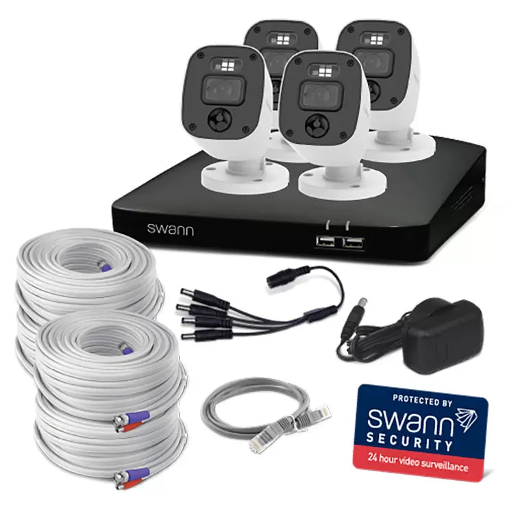 Swann 4MP (2K) DVR 8 x Channel / 4 x PRO-2KMQB Bullet Cameras with 1TB HDD, SWDVK-8468042KMQB-EU