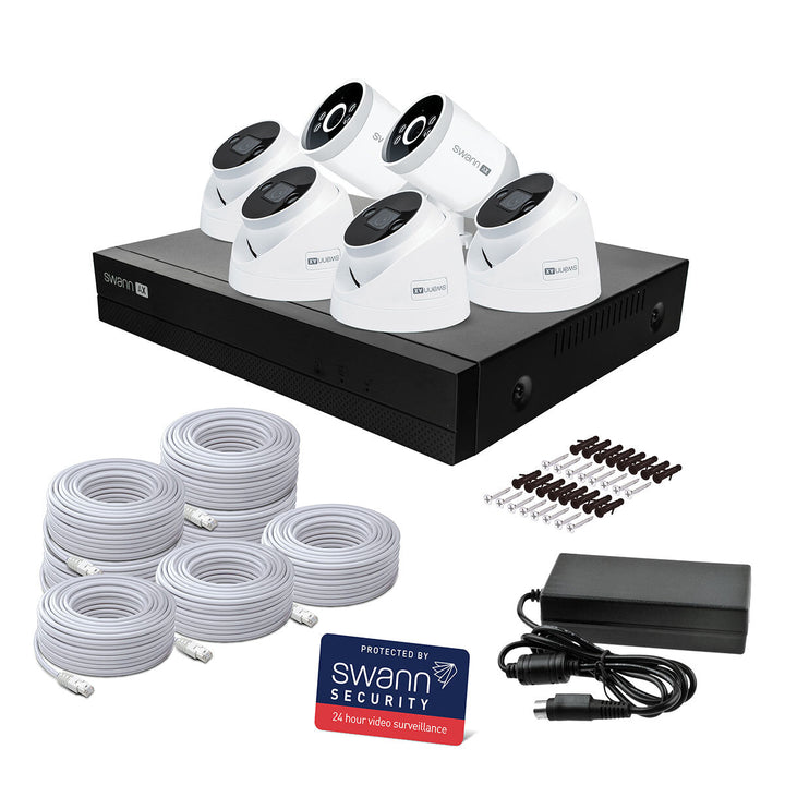 Swann 4K NVR 8 x Channel / 4 x NHD-ADVANCXD Dome & 2 x NHD-ADVANCXB Bullet Cam 1TB HDD