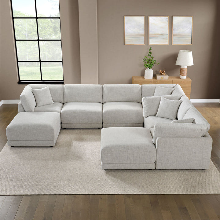 Aiden & Ivy Dayna Grey Fabric 8 Piece Modular Sofa