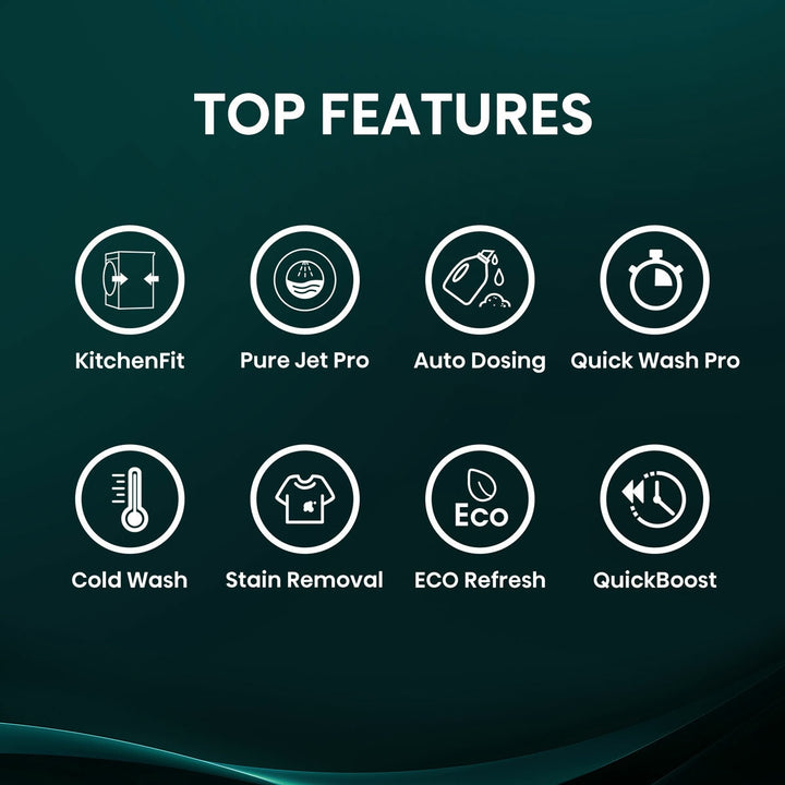 Hisense KitchenFit 5i Series WF5I1045BBQ, 10.5kg Washing Machine, A Rated in Black