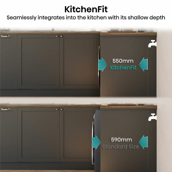 Hisense KitchenFit 5i Series WD5I1045BBQ, 10.5kg / 6kg Washer Dryer, D Rated in Black